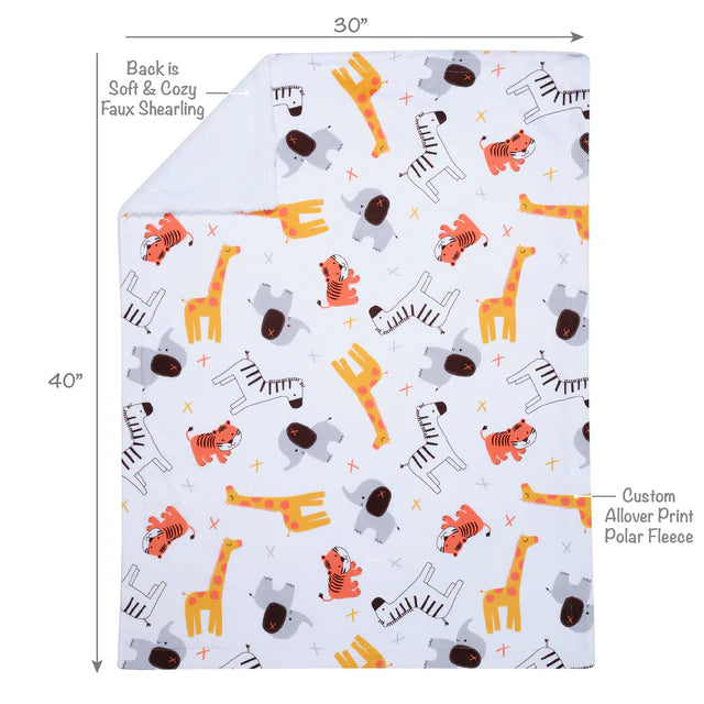 Bedtime Originals Lollipop Jungle Soft Fleece Safari-Themed Baby Blanket- Bambi Baby