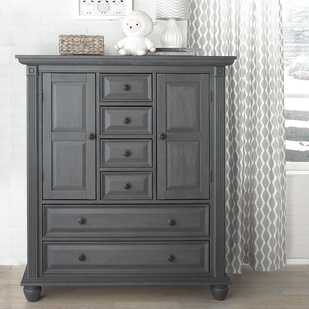 Oxford London Lane 2 Piece Nursery Set - Crib & Chifferobe in Arctic Gray- Bambi Baby