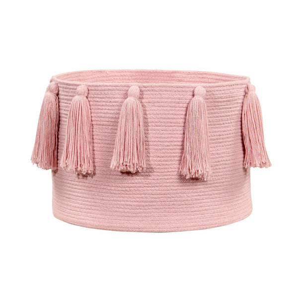 Cesta con borlas rosa de Lorena Canals- Bambi Baby