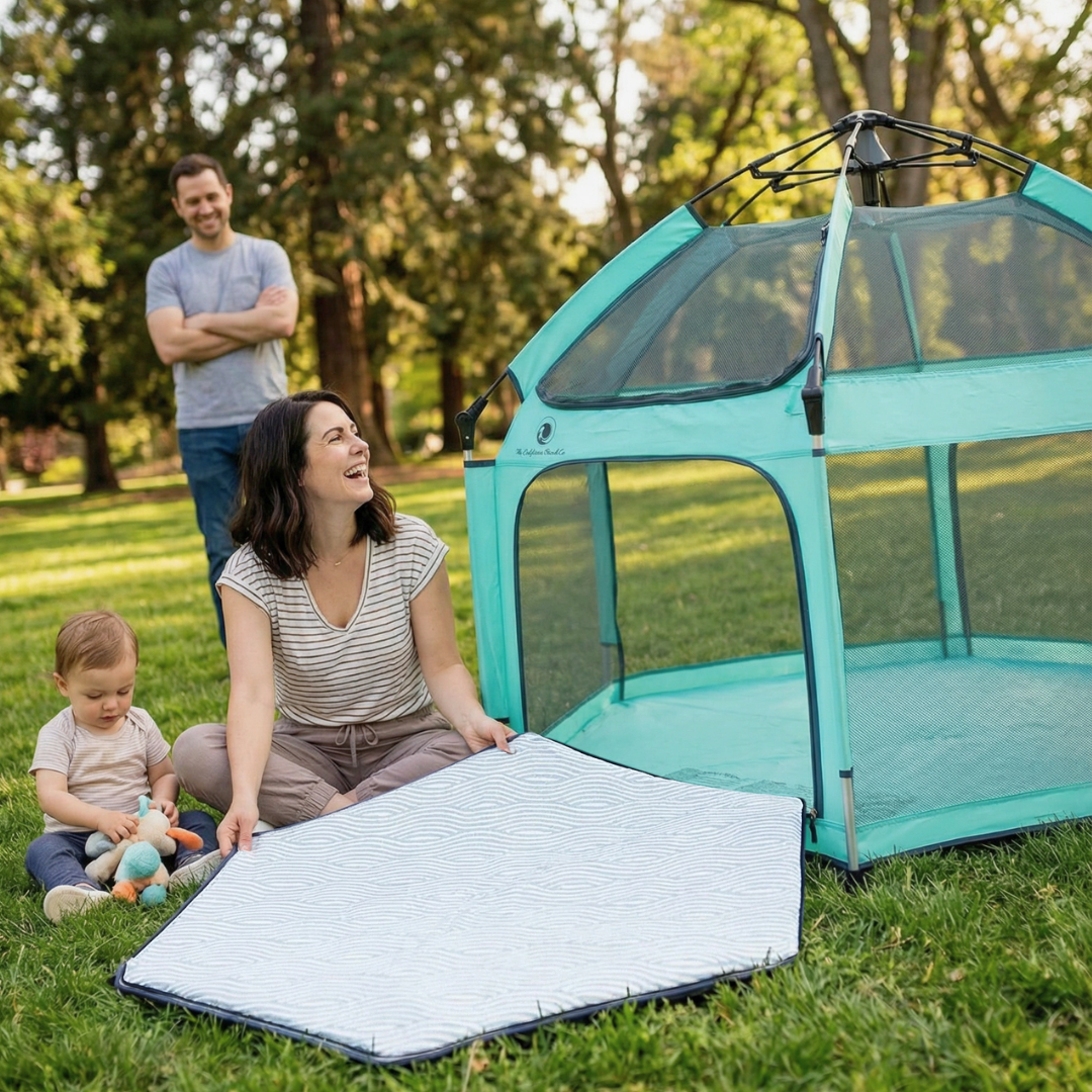 The California Beach Co. Pop 'N Go Playpen Mattress & Mattress Cover- Bambi Baby