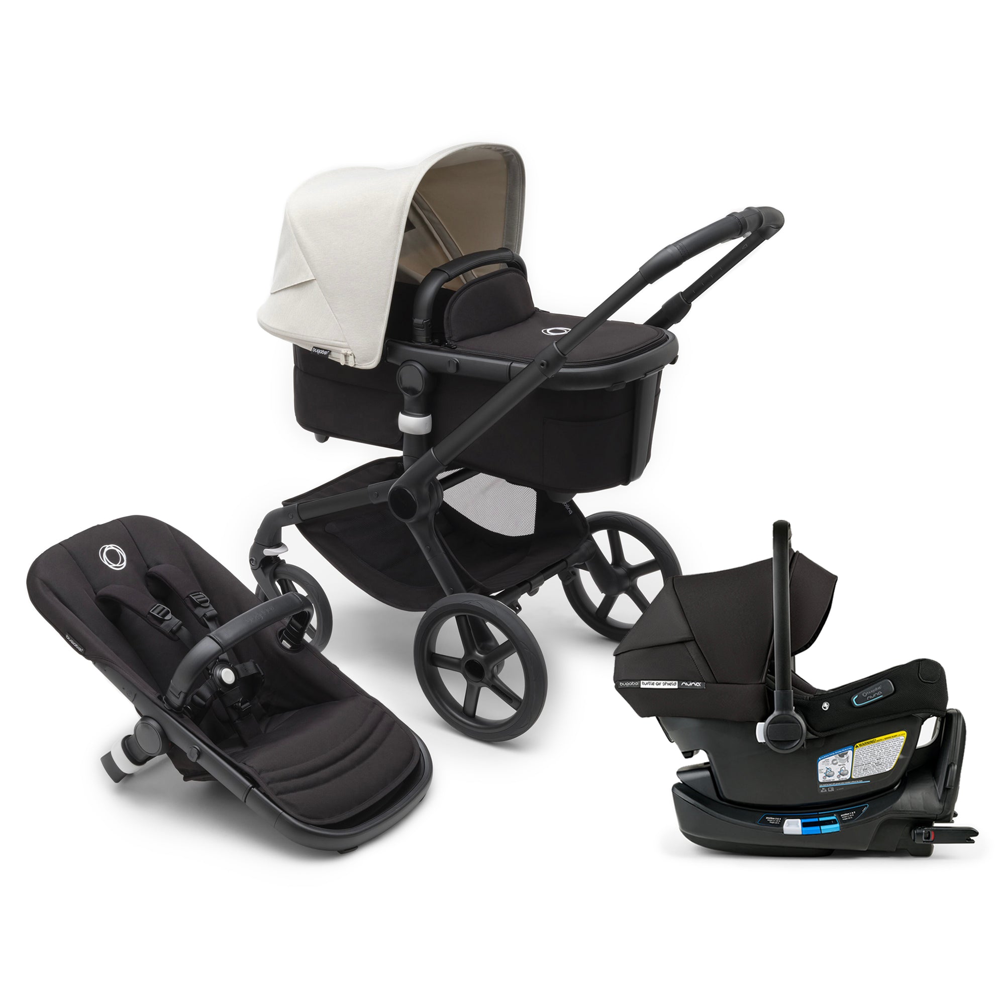 Bugaboo Fox 5 Renew Bassinet and Seat Stroller + Turtle Air Shield By Nuna Car Seat Travel System- Bambi Baby