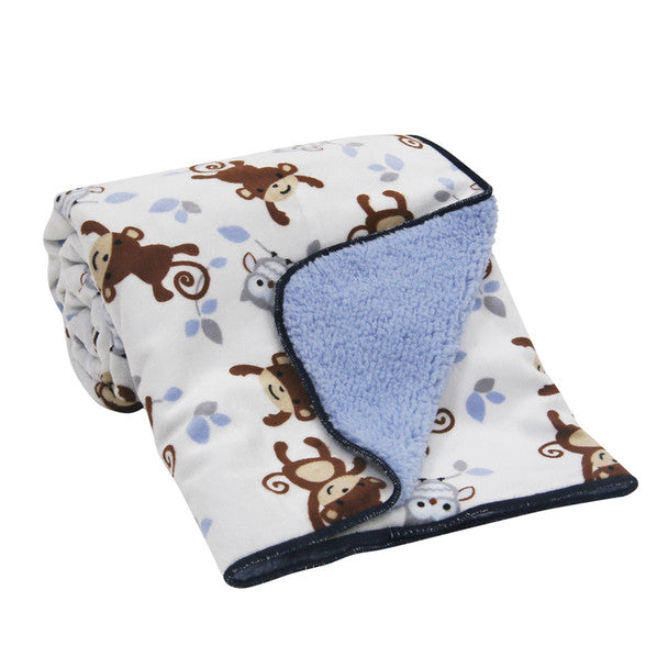 Bedtime Originals Mod Monkey Sherpa Blanket- Bambi Baby