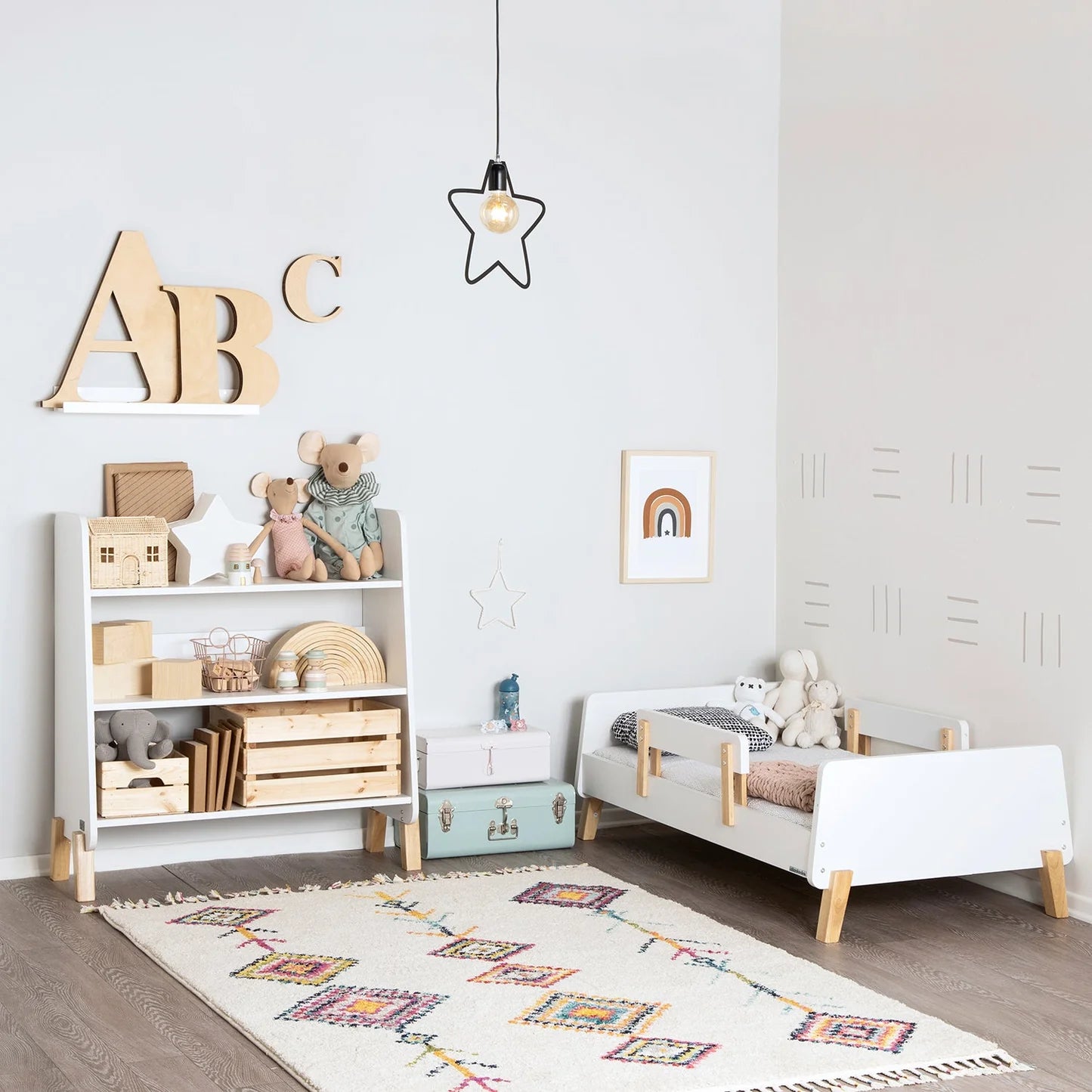 Cama infantil Dadada Muse Collection em branco e natural- Bambi Baby