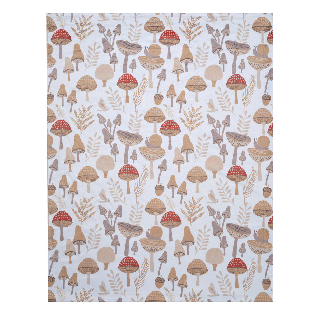 Lambs & Ivy Mushroom Meadow Soft White/Taupe Luxury Baby Blanket- Bambi Baby