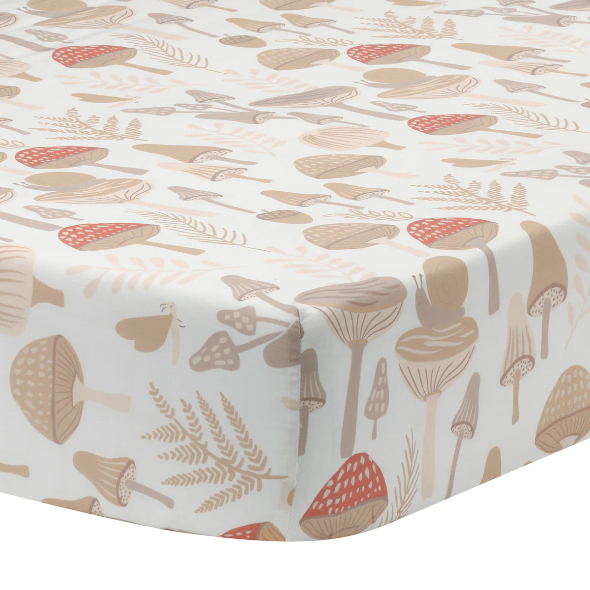 Lambs & Ivy Mushroom Meadow 3-Piece Organic Cotton Infant Baby Crib Bedding Set- Bambi Baby