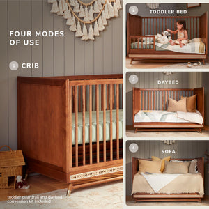 Walnut 4-in-1 Convertible Crib Four Modes - Crib Toddler Bed Daybed Sofa | Bambi Baby