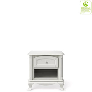 Solid White Hardwood Romina Cleopatra Nursery Nightstand - Front View | Bambi Baby