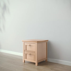 Natural Hardwood Romina Karisma Nursery Nightstand Two Drawers - Front View | Bambi Baby