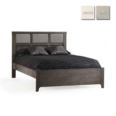 Natart Rustico Collection Double Bed 54" in White with Low profile footboard, rails & upholstered Panel in Talc- Bambi Baby