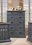Natart Cortina 5 Drawer Dresser in Black Chalet/Cognac