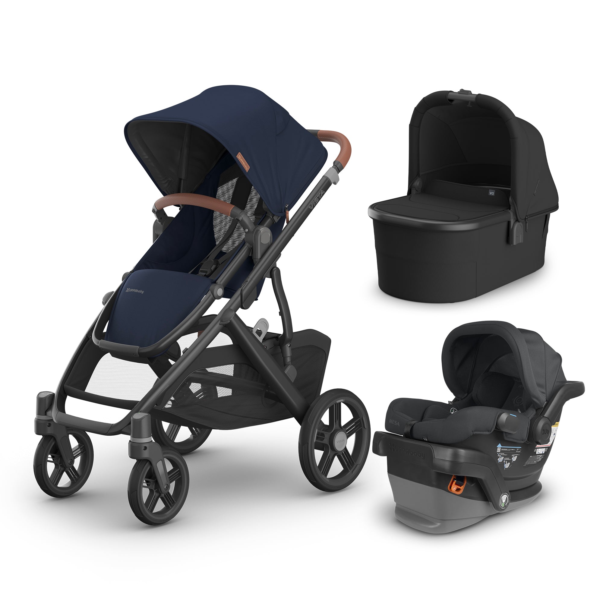 UPPAbaby Vista V3 From Birth Complete Travel System (Stroller + Mesa V2 Infant Car Seat + Bassinet V3)- Bambi Baby