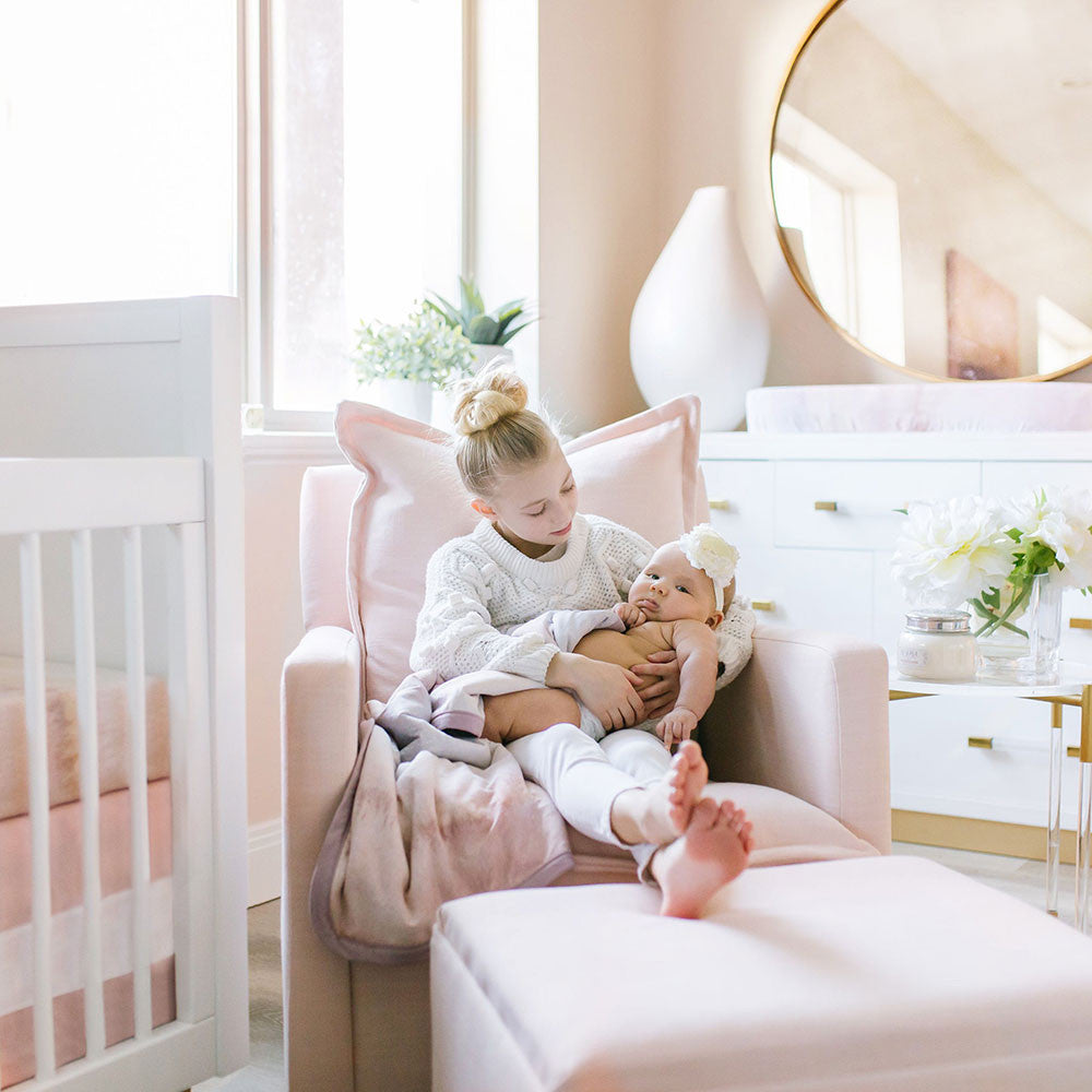 Oilo Ottoman no Skirt in Chenille Fog- Bambi Baby