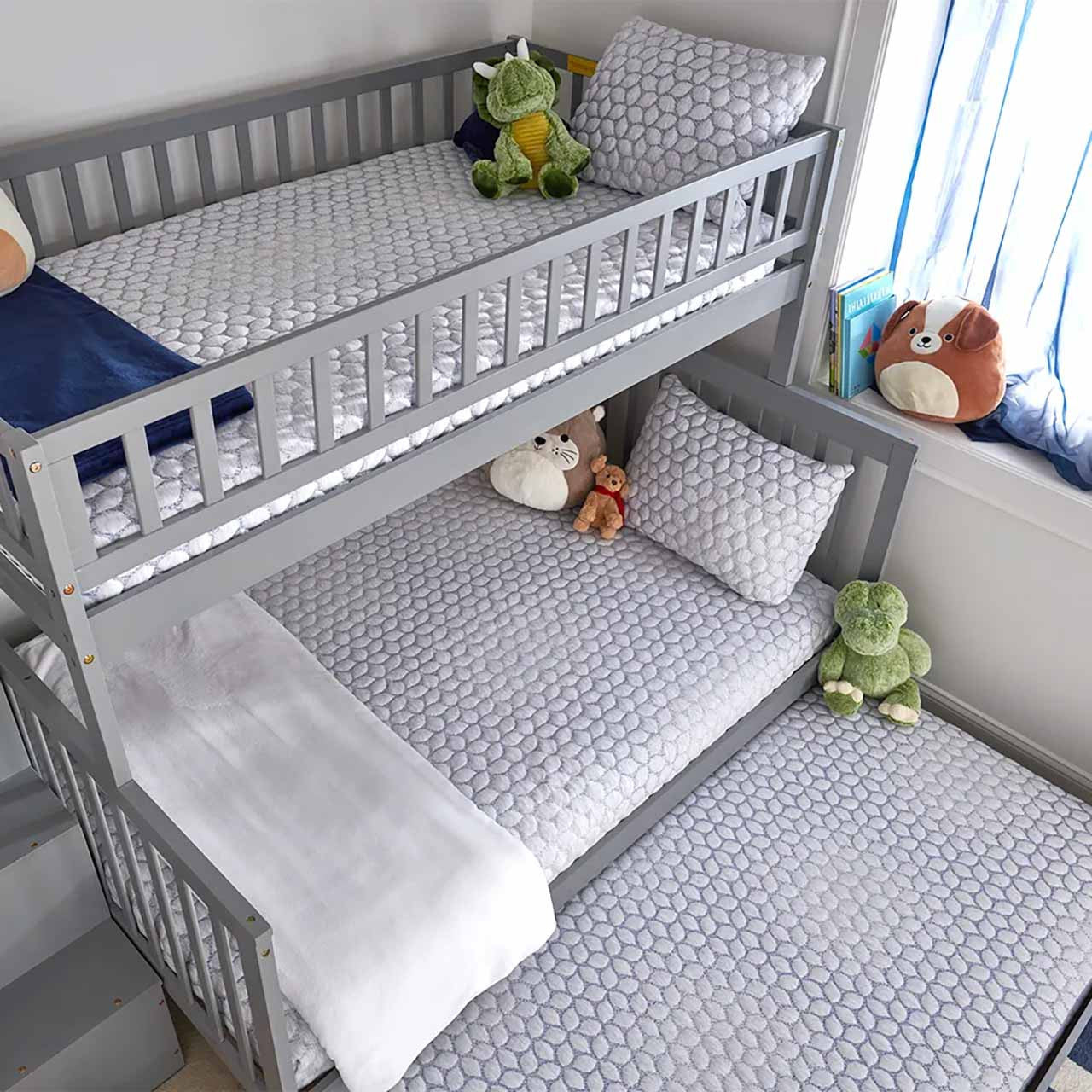 Lullaby Earth Twin DREAM EASY Kids Mattress w/Waterproof Cover - Blue Leaf- Bambi Baby