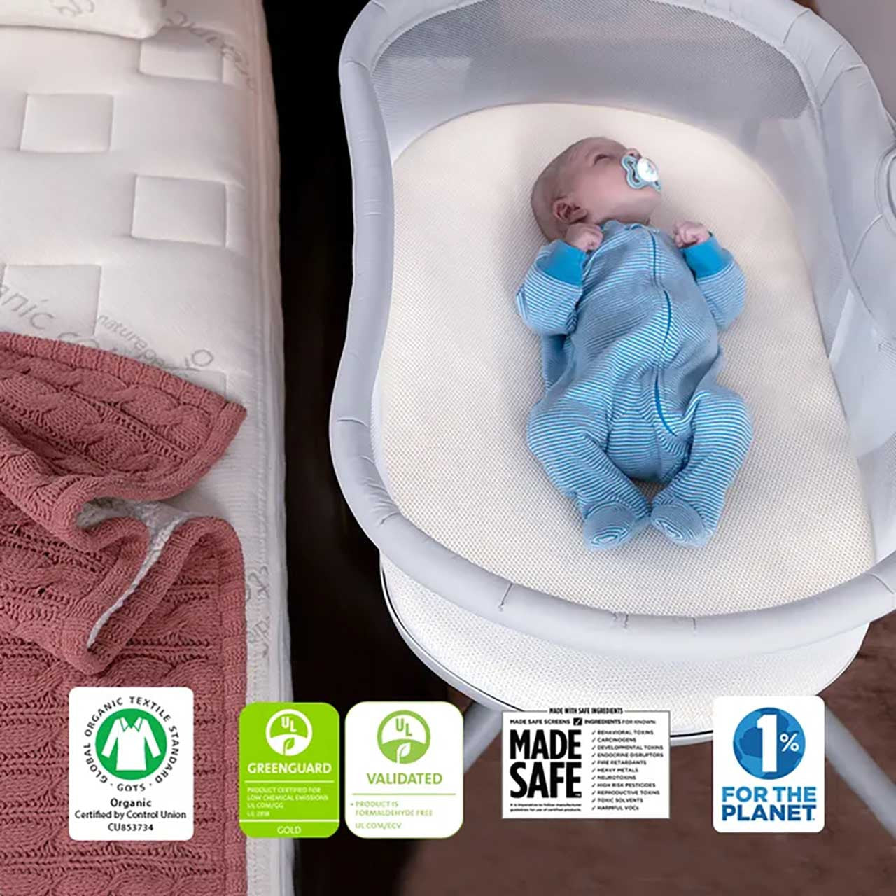 Naturepedic Bassinet Pad with Breathable Cover for Halo
