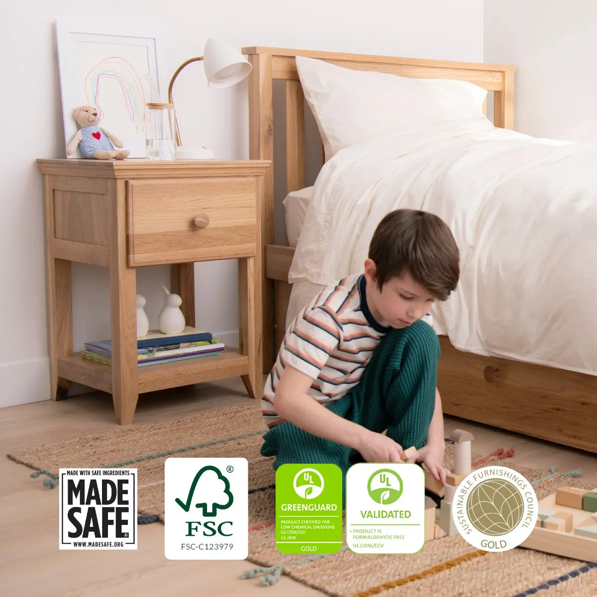 Naturepedic Savona Kids FSC Certified Oak Nightstand- Bambi Baby
