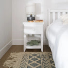 White Oak Kids Nightstand - Styled Room View with Drawer & Open Shelf | Bambi Baby