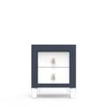 Navy & White Solid Hardwood Romina Millenario Nightstand with Acrylic Legs - Front View | Bambi Baby