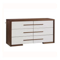 Walnut & Linen Solid Wood Nursery Double Dresser - Front Angle | Bambi Baby