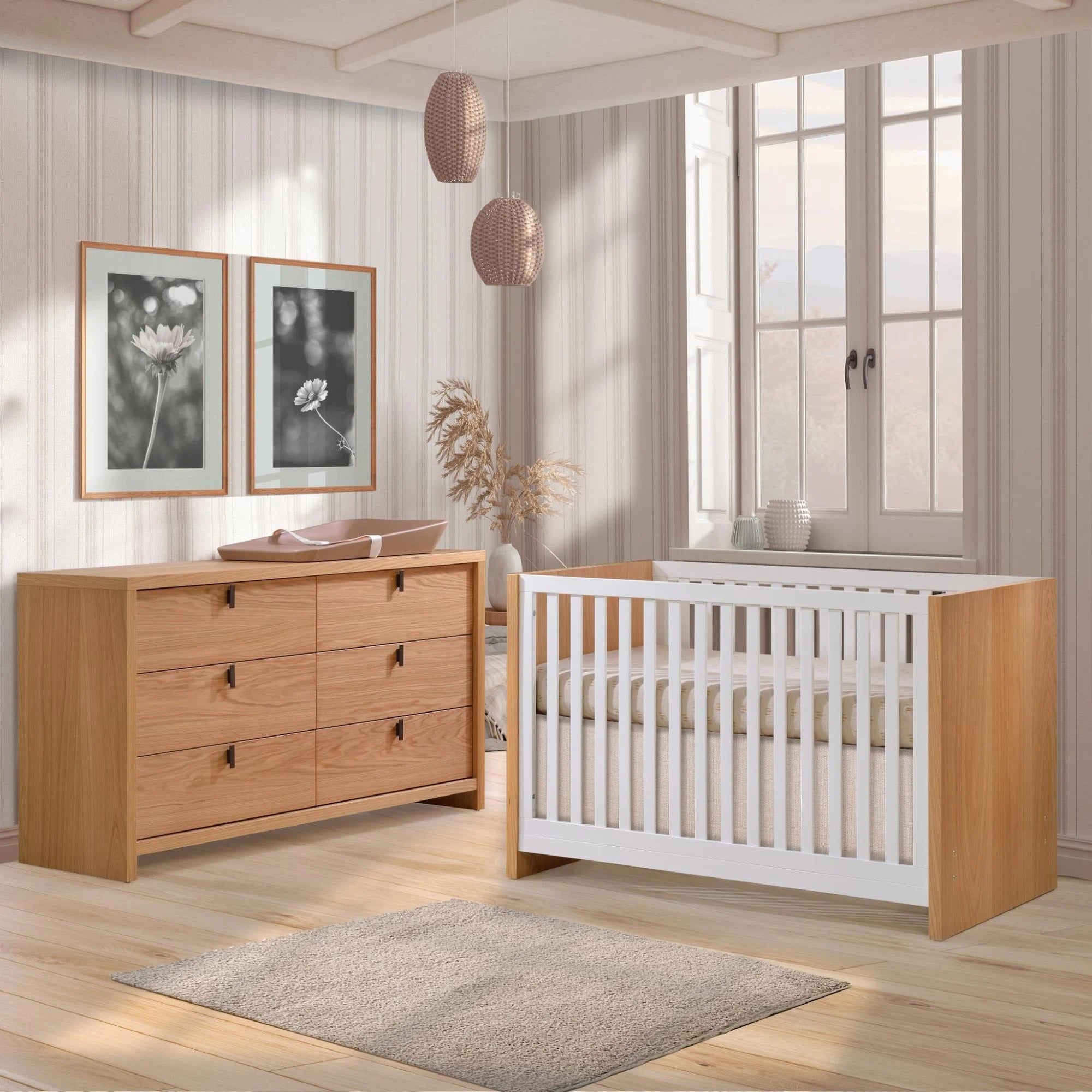 Cómoda Doble Natart Linea - Roble Natural- Bambi Baby