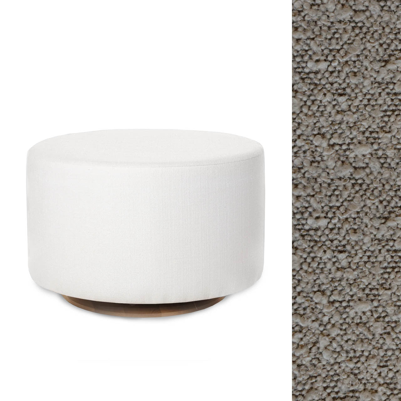 Oilo Ottoman Wood Oval Glider in HP Boucle Carmel- Bambi Baby