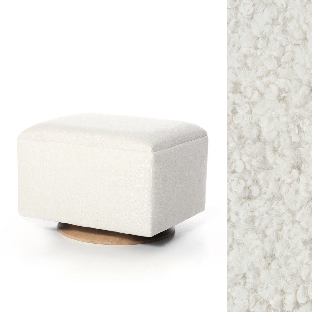 Oilo Glider Wood Rectangle Ottoman in Sheepskin Cloud- Bambi Baby