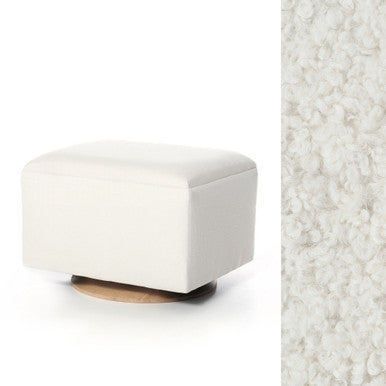 Oilo Glider Wood Rectangle Ottoman in Sheepskin Cloud- Bambi Baby