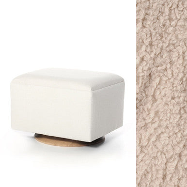 Oilo Glider Wood Rectangle Ottoman in Sheepskin Linen- Bambi Baby