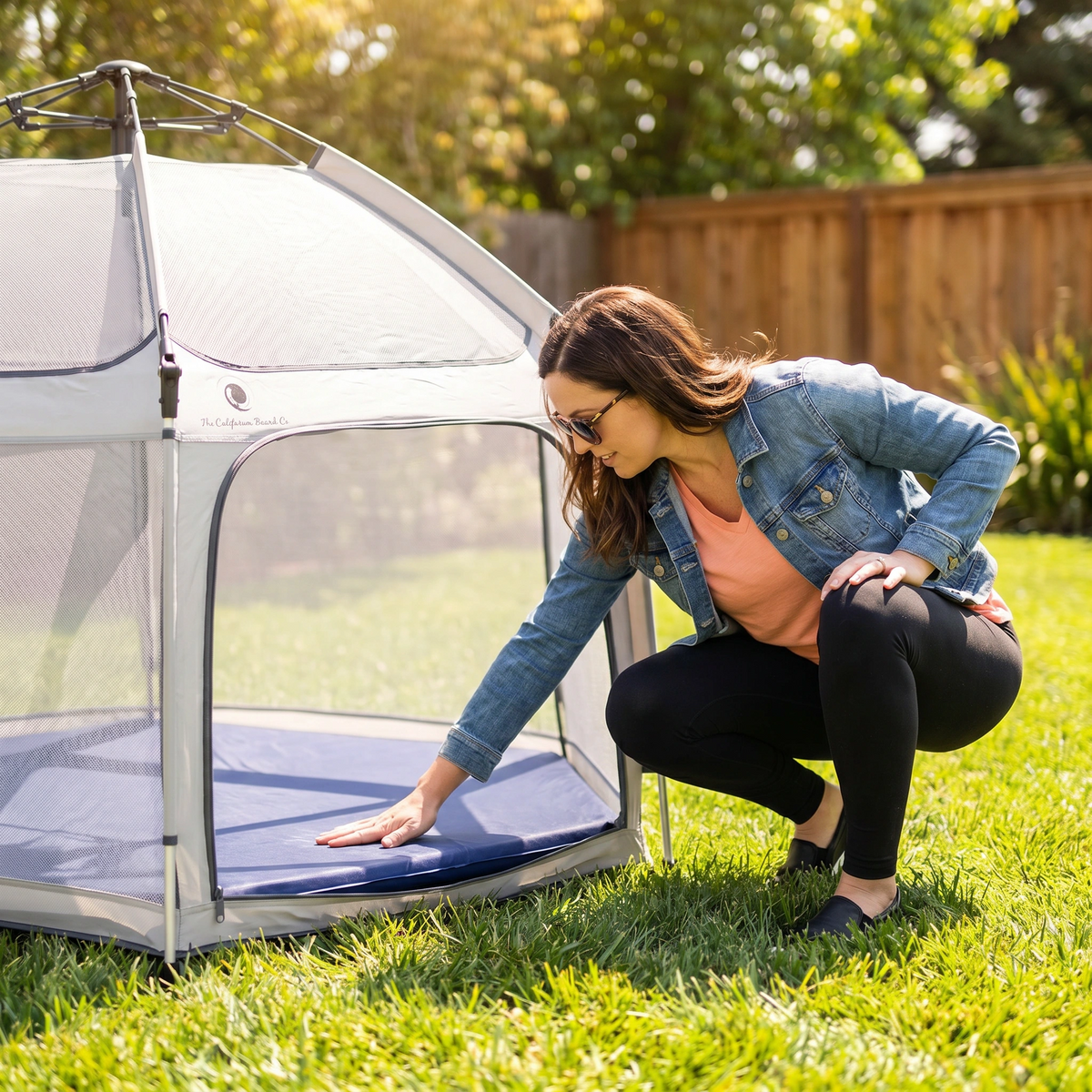 The California Beach Co. Pop 'N Go Playpen Mattress & Mattress Cover- Bambi Baby