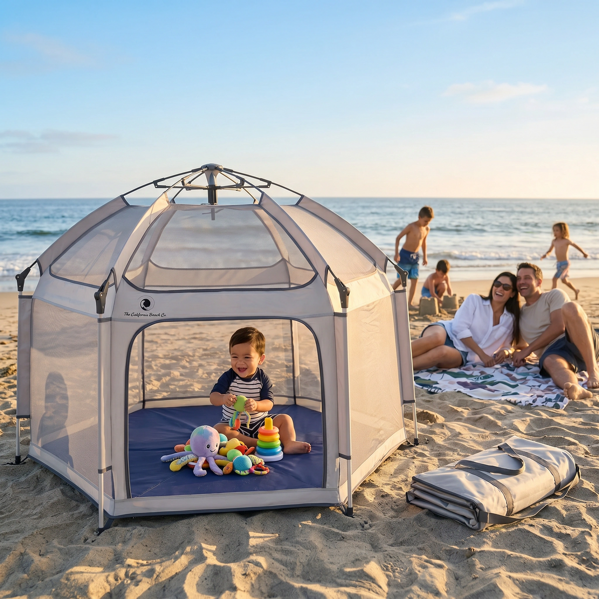 The California Beach Co. Pop 'N Go Playpen Mattress & Mattress Cover- Bambi Baby