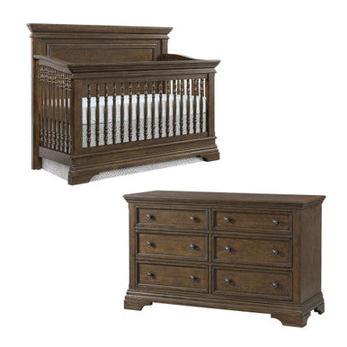 Westwood Olivia 2 Piece Nursery Set - Crib and 6 Drawer Dresser in Rosewood- Bambi Baby
