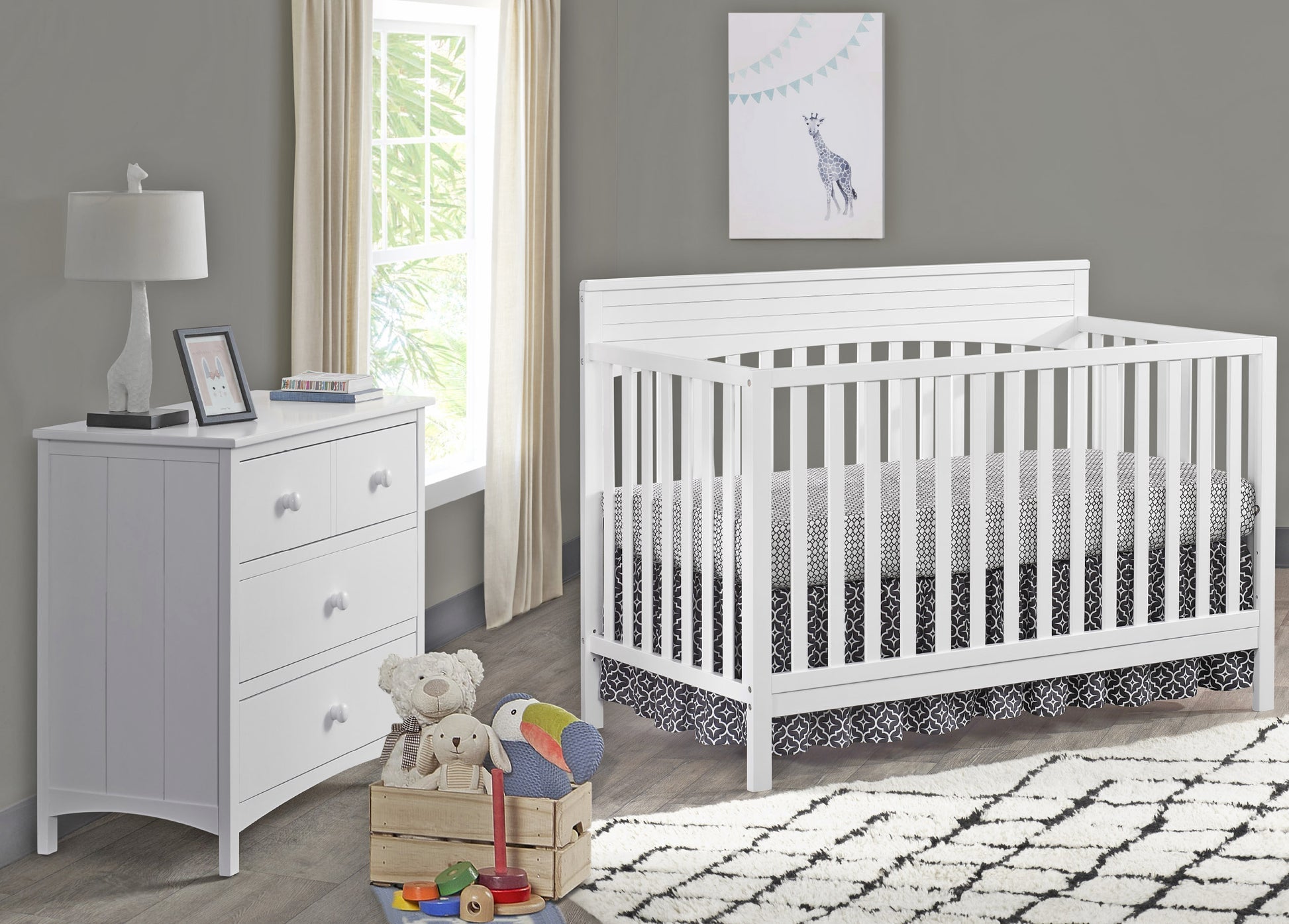 Oxford Baby Harper 4 in 1 Convertible Crib in Snow White- Bambi Baby