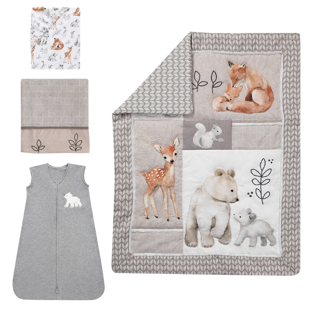 Lambs & Ivy Painted Forest 4-Piece Bedding Set- Bambi Baby