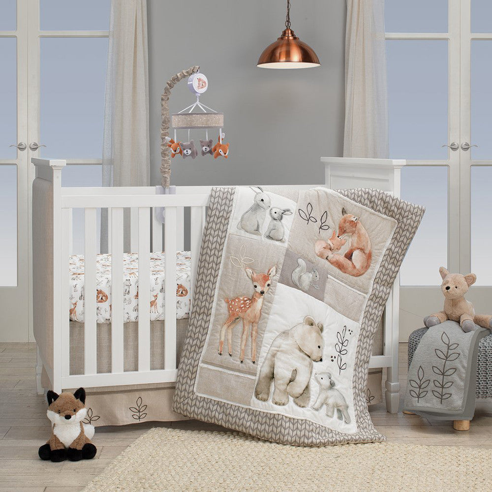Lambs & Ivy Painted Forest 4-Piece Bedding Set- Bambi Baby