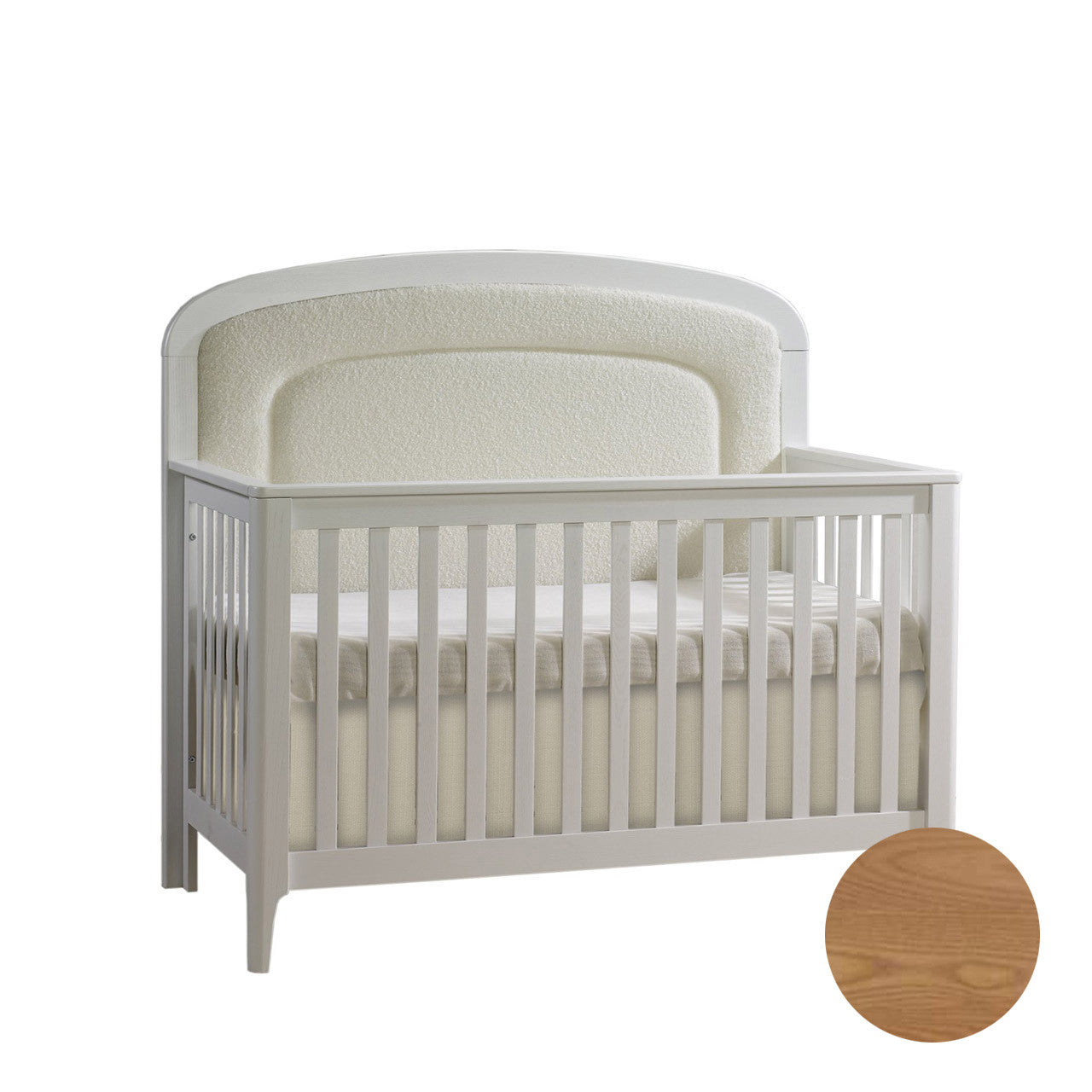 Natart Palo Crib To Double With Upholstered Panel Boucle Beige- Bambi Baby