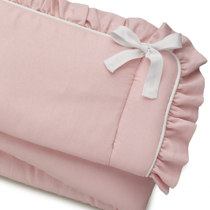 Liz and Roo Petal Pink Linen Blend Crib Sheet- Bambi Baby