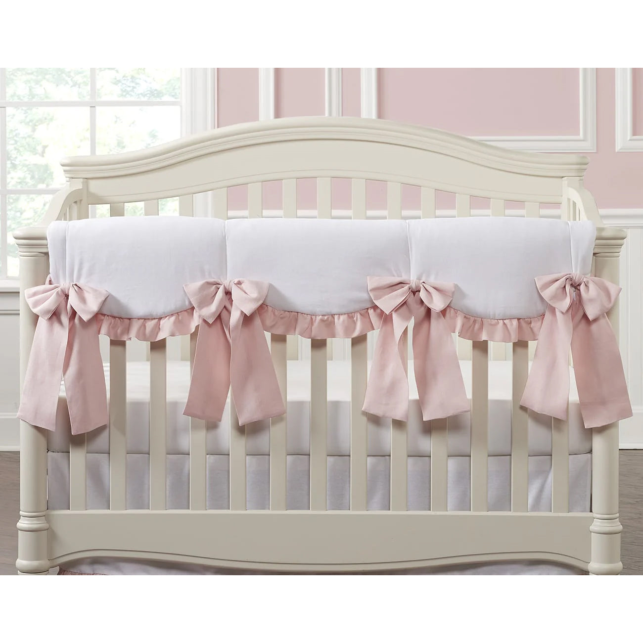 Liz and Roo Petal Pink Linen Blend Crib Sheet- Bambi Baby