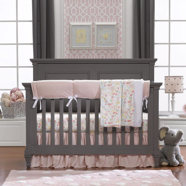 Liz and Roo Petal Pink Linens Bumperless Crib Bedding 4-Piece Set- Bambi Baby