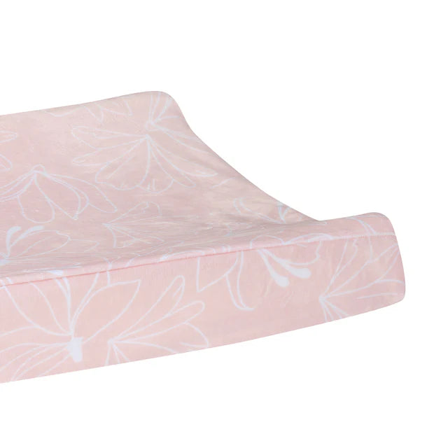 Lambs & Ivy Petals Soft Pink/White Floral Outline Baby Changing Pad Cover- Bambi Baby