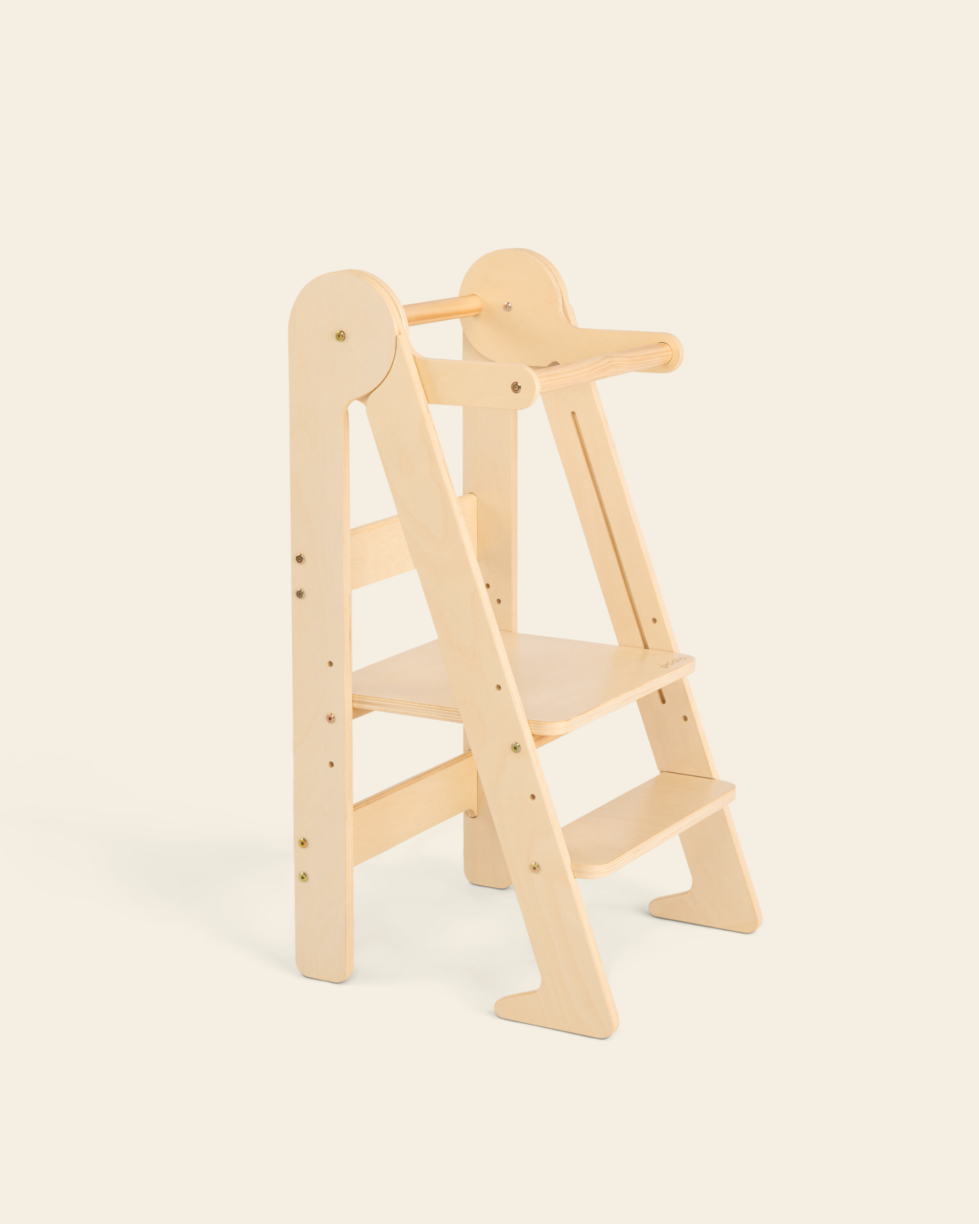 Natural Birch Wood Foldable Toddler Tower - Side View | Bambi Baby
