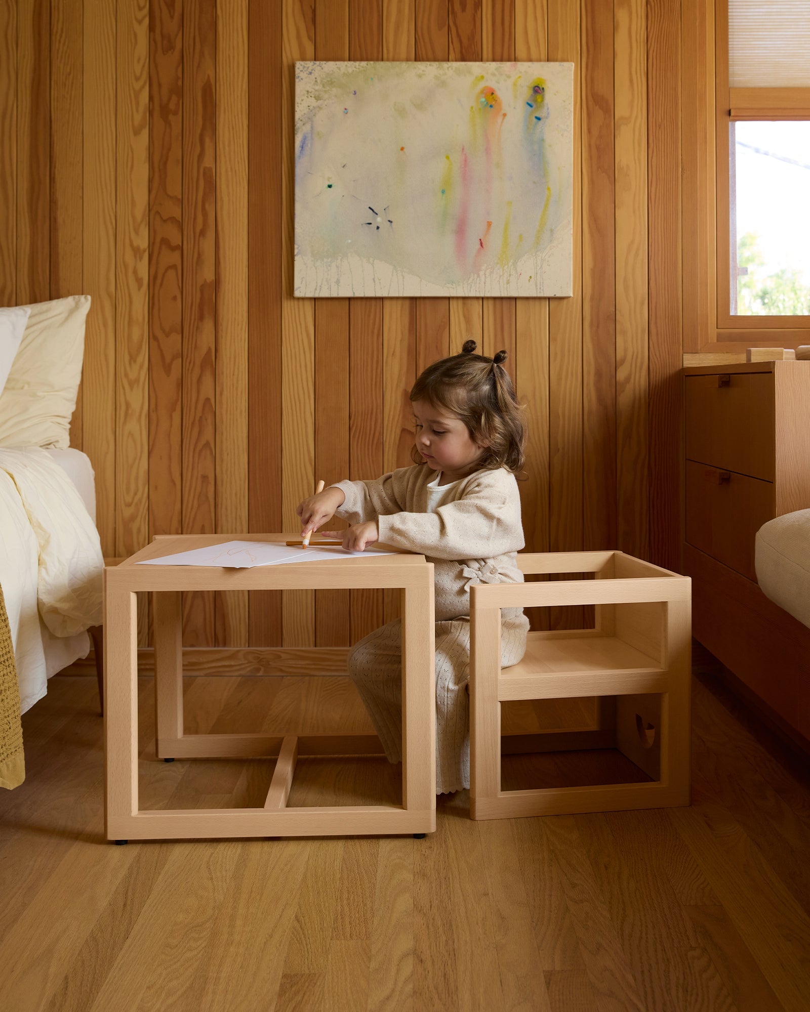 Piccalio Toddler Table and Reversible Chair Set- Bambi Baby