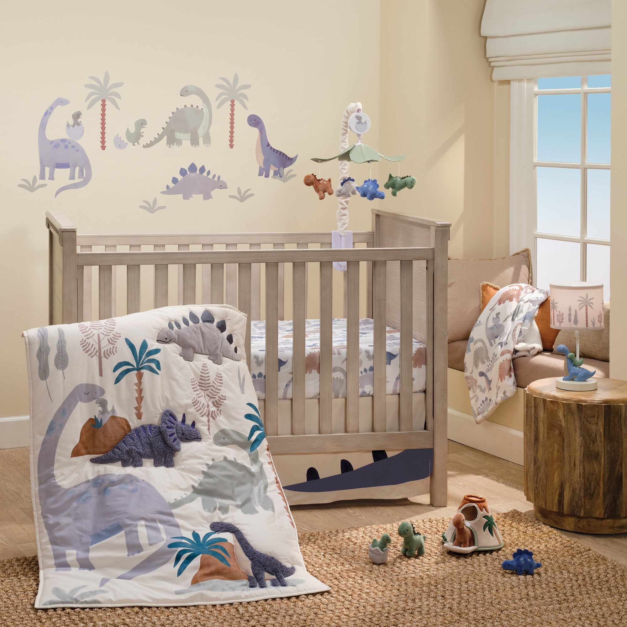 Lambs & Ivy Dino-Might Cotton Fitted Crib Sheet- Bambi Baby