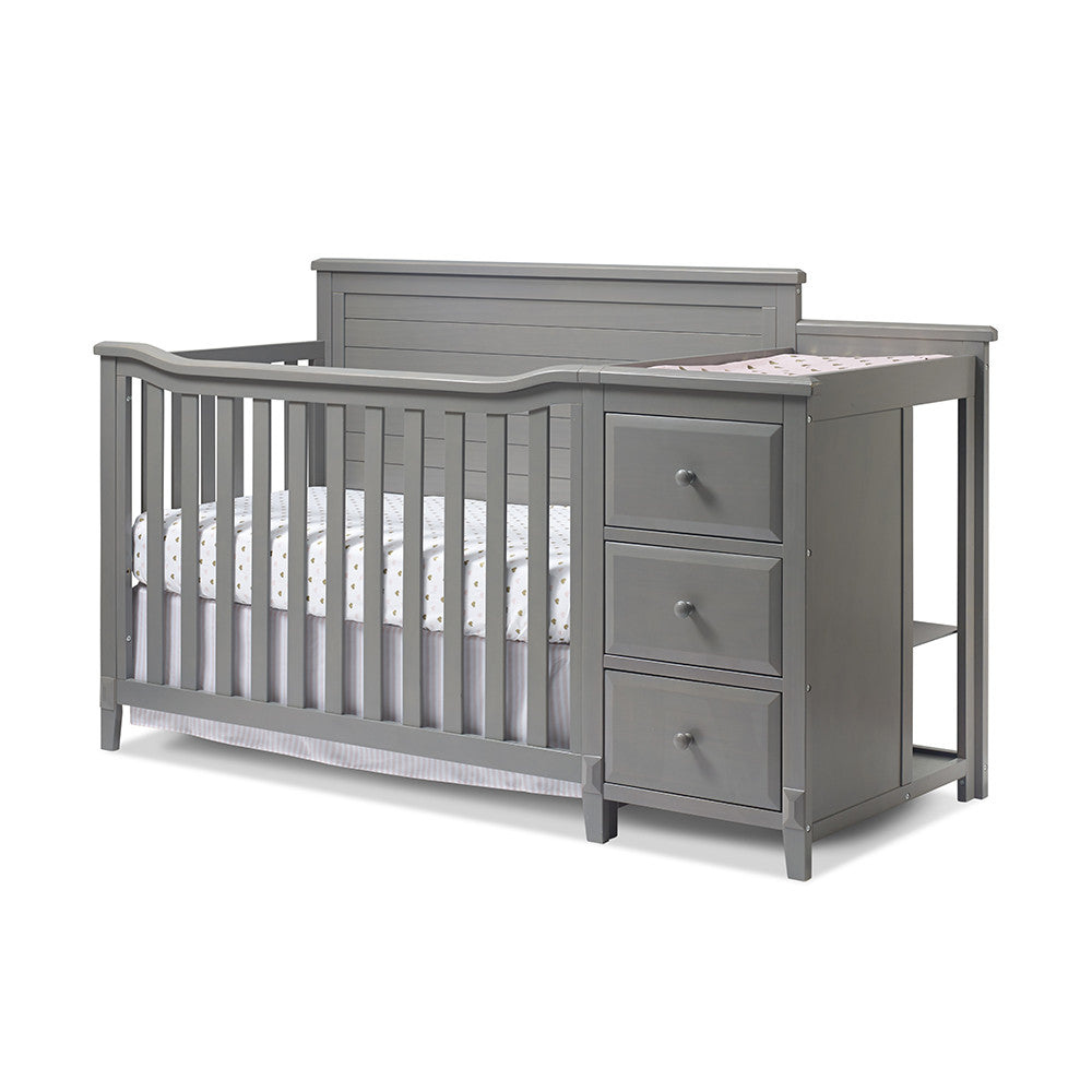 Sorelle Berkley Crib & Changer Panel Crib in Weathered Gray- Bambi Baby