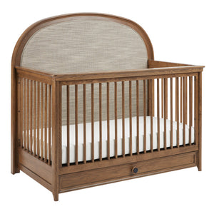 Natural Wood Maxi-Cosi Quiet Luxury Convertible Crib with Upholstered Headboard - Side View | Bambi Baby