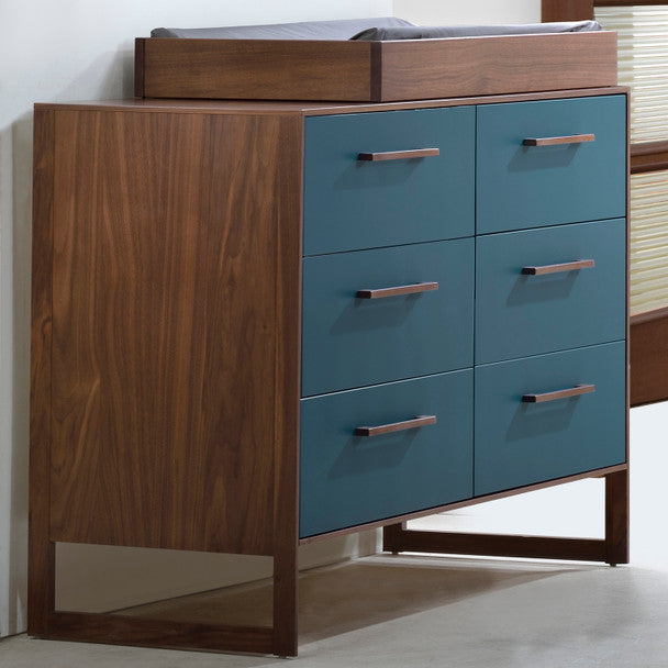 Tulip Rio Double Dresser in Walnut/Matt Ocean- Bambi Baby