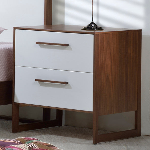 Mesa de cabeceira Tulip Rio em nogueira/branco brilhante- Bambi Baby