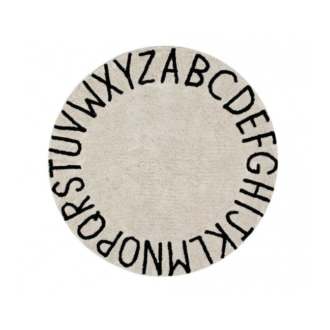 Lorena Canals Round ABC Rug in Natural/Black- Bambi Baby