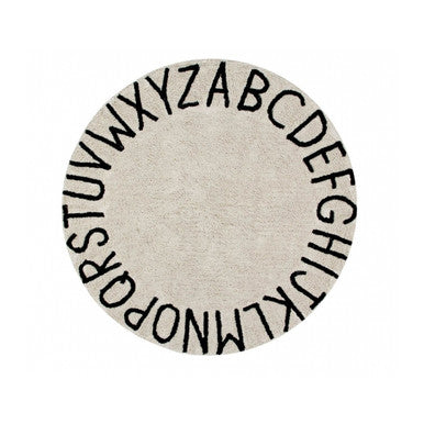 Lorena Canals Round ABC Rug in Natural/Black- Bambi Baby