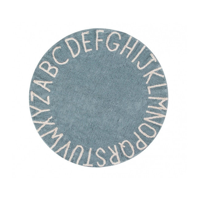 Lorena Canals Round ABC Rug in Vintage Blue/Natural- Bambi Baby
