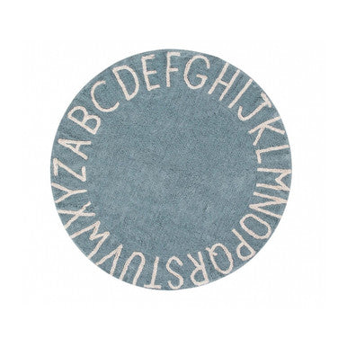 Lorena Canals Round ABC Rug in Vintage Blue/Natural- Bambi Baby