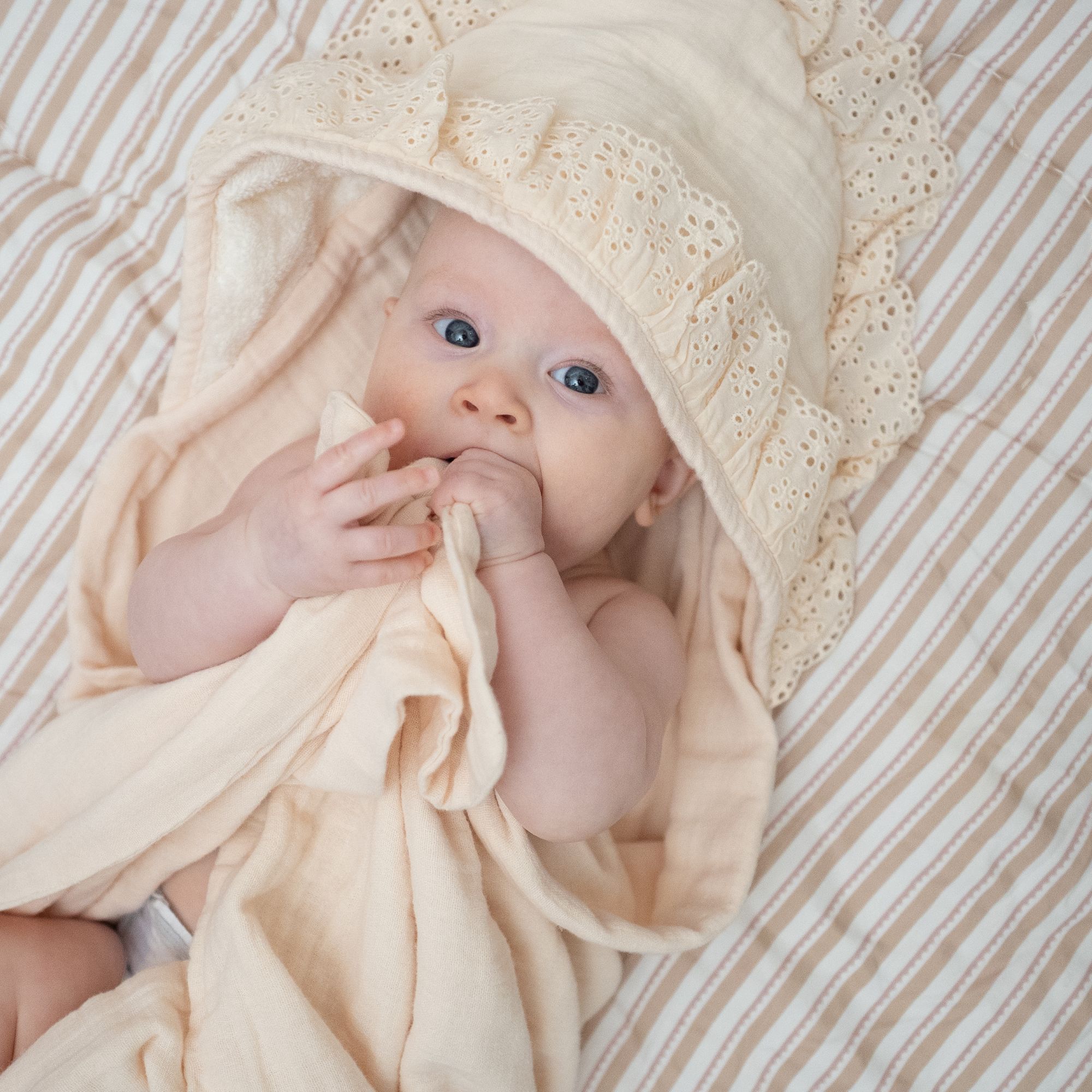 Crane Baby Violet Ruffle Hooded Baby Bath Towel- Bambi Baby